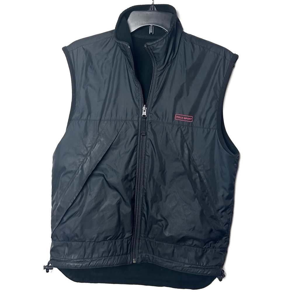Polo Sport‎ Ralph Lauren Vest Adult Small Black Red Full Zip Reversible Fleece